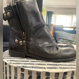 American Vintage‎ black distressed leather moto boots size 7